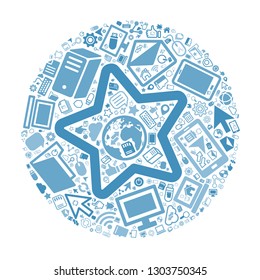 Favorite and Computer icon, office and technology concept, vector file for EPS10