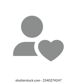 Favorite contact with heart vector icon. Hearted avatar person symbol.