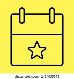 favorite day icon simple, line vector isolated on yellow background. trendy and modern design