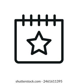 Favorite day isolated icon, event with star vector icon with editable stroke