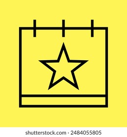 favorite days calendar icon simple, line vector isolated on yellow background. trendy and modern design