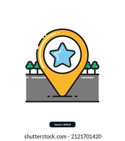 favorite destination icon. map and navigation icons. Icons included Maps, location and navigation icons. Collection of high quality vector icons.