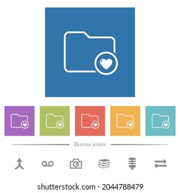 Favorite directory outline flat white icons in square backgrounds. 6 bonus icons included.