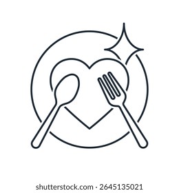 Favorite dish.Love Food. Vector linear icon illustration isolated on white background.