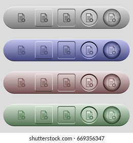 Favorite document icons on rounded horizontal menu bars in different colors and button styles
