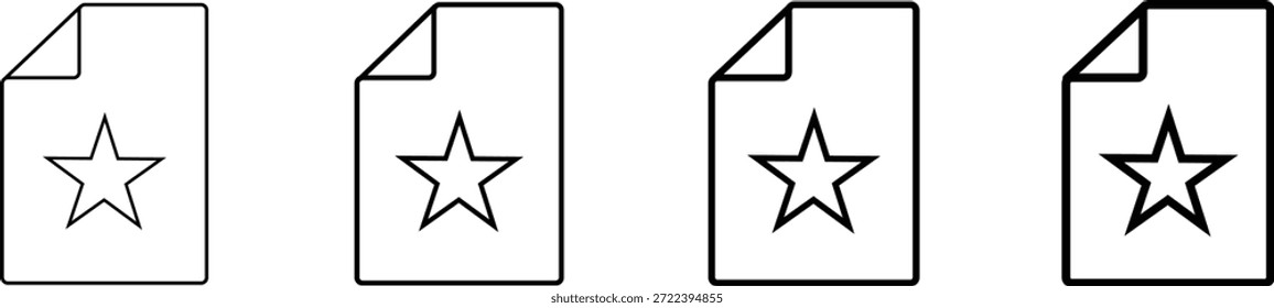 Conjunto de iconos de documentos favoritos con estilo de estrella en línea