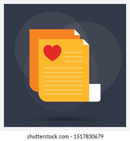 Favorite document line icon with black background