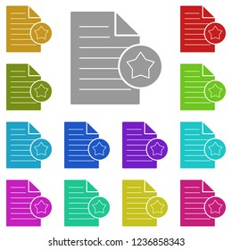 favorite document with star icon in multi color. Simple glyph vector of web set for UI and UX, website or mobile application