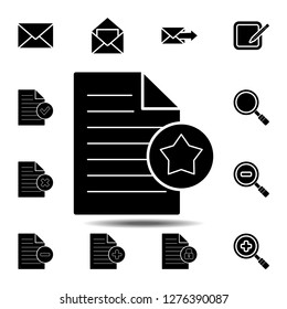 favorite document with star icon. Simple glyph vector element of web, minimalistic icons set for UI and UX, website or mobile application