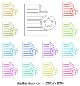 favorite document with star multi color icon. Simple thin line, outline vector of web icons for UI and UX, website or mobile application