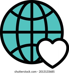 favorite earth vector line colour icon