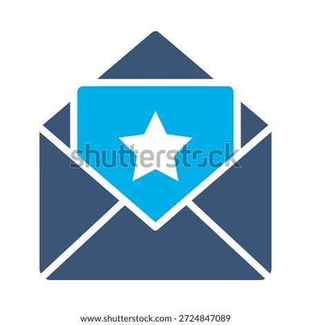 Favorite email icon blue flat vector design envelope star symbol message mail important bookmark graphic element sign