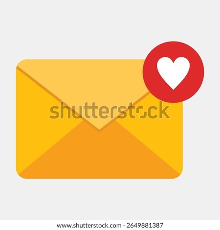 Favorite email icon with a heart symbol. For liking a message, saving as important, bookmarking correspondence, or receiving good news.