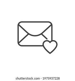 Favorite email line icon. linear style sign for mobile concept and web design. Envelope with heart outline vector icon. Love message symbol, logo illustration. Vector graphics