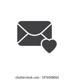 Favorite email vector icon. filled flat sign for mobile concept and web design. Envelope with heart glyph icon. Symbol, logo illustration. Vector graphics