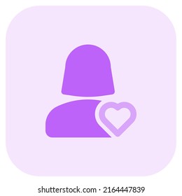 favorite female user profile picture with heart logotype