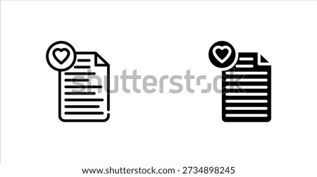 Favorite file icon set with heart, vector illustration.