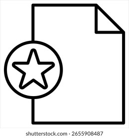 Favorite File Outline Icon Vector Illustration