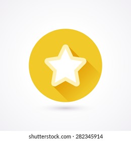 Favorite flat icon in a circle with long shadow