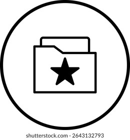 Favorite folder icon: Black and white folder with star symbol inside a circle
