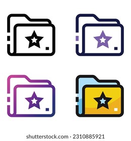 Favorite folder icon design in four variation color