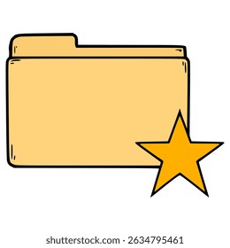 favorite folder icon illustration hand drawn isolated vector