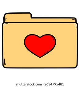 favorite folder icon illustration hand drawn isolated vector