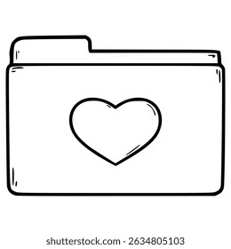 favorite folder icon illustration hand drawn outline vector