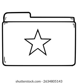 favorite folder icon illustration hand drawn outline vector
