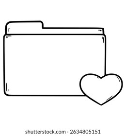 favorite folder icon illustration hand drawn outline vector