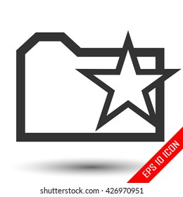 Favorite folder icon. Folder logo with a star isolated on a white background. Vector illustration.