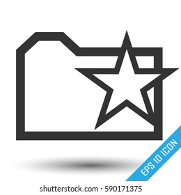 Favorite folder icon. Folder logo with a star isolated on a white background. Vector illustration.