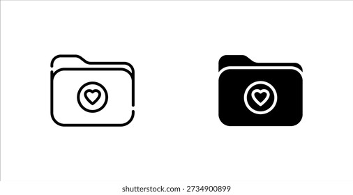Conjunto de ícones de pasta favorito Forma do coração Computador Arquivo de documento Amor Arquivo Web Site Armazenamento de aplicativos Romance Amante romântico Valentim Símbolo Ilustração