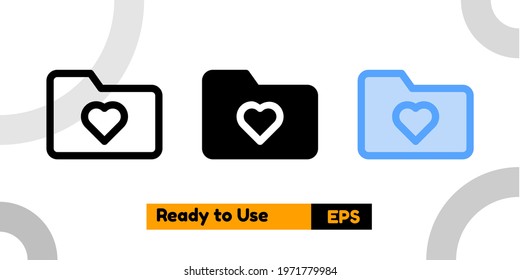 favorite folder icon with three style for website, social media, and presentation