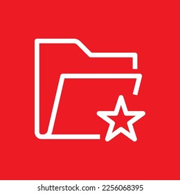 Icono de línea de carpeta favorita, plantilla de recursos gráficos, ilustración vectorial.