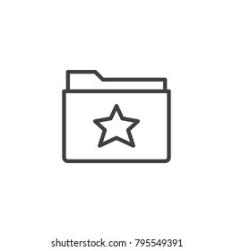 Favorite folder line icon, outline vector sign, linear style pictogram isolated on white. Symbol, logo illustration. Editable stroke