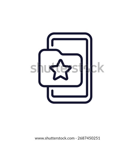 favorite folder line icon with smart phone