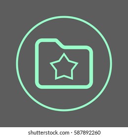 Favorite folder with star circular line icon. Round colorful sign. Flat style vector symbol