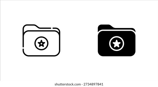 Vector de signo de conjunto de iconos de estrella de carpeta favorita, Ilustración vectorial.