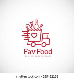 Favorite Food Delivery Abstract Vector Concept Icon or Logo Template. Isolated