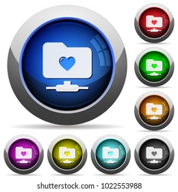 Favorite FTP icons in round glossy buttons with steel frames