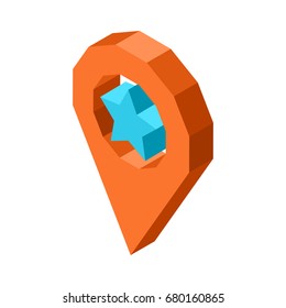 Favorite geolocation icon with blue star inside circle