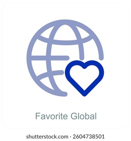 Favorite Global and globe icon concept