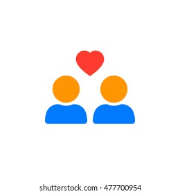 favorite group symbol. users with heart icon vector, solid logo illustration, colorful pictogram isolated on white