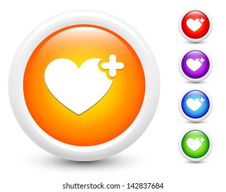 Favorite Heart Icons on Round Button Collection Original Illustration