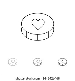 Favorite, Heart, Love, Loves Bold and thin black line icon set