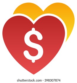 Favorite Hearts Price vector toolbar icon for software design. Style is a gradient icon symbol on a white background.