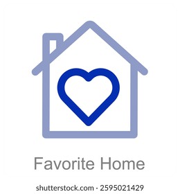 Favorite Home and house icon concept