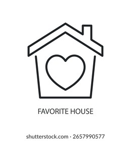 Favorite house thin line vector icons.