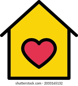 favorite house vector line colour icon